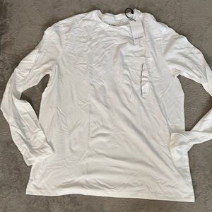 Men’s Long sleeve white tee shirt new